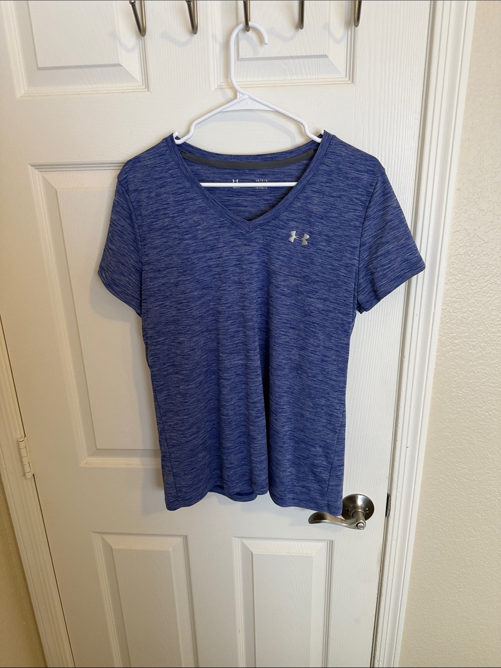 Under Armour Women's Heathered Royal Blue V-Neck Performance Tee